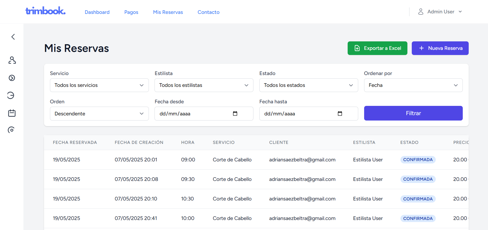 TrimBook Dashboard